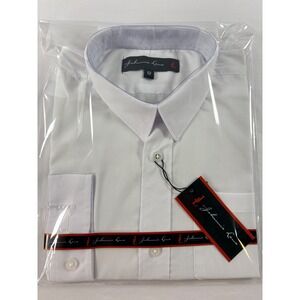 Johnnie Lene Boys White Long Sleeve Dress Shirt Size 12 NWT Button Down Formal